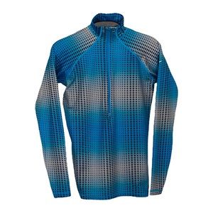 Blue NIKE PRO Dri-Fit Long Sleeve Pullover 1/2 Zip Athletic Wear Top - Womens L